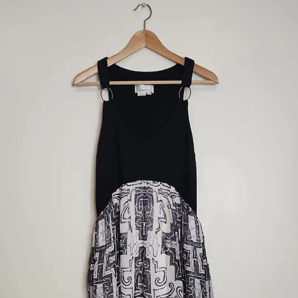 Anthropologie Sleeveless Scoop-Neck Maxi Dress Black/ White Size Xs